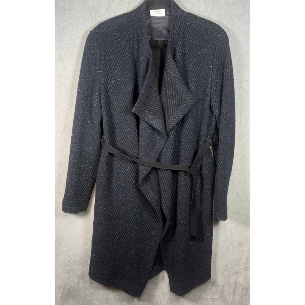 Akris Punto Navy Wool Blend Draped Belted Sweater Coat Sz 6 IT‎ 42